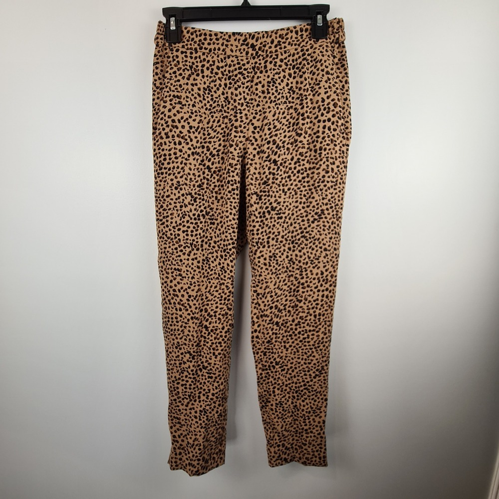 J.Crew Jamie Pant Women 2 Leopard Print Tapered Leg Elastic Back Pull On Brown